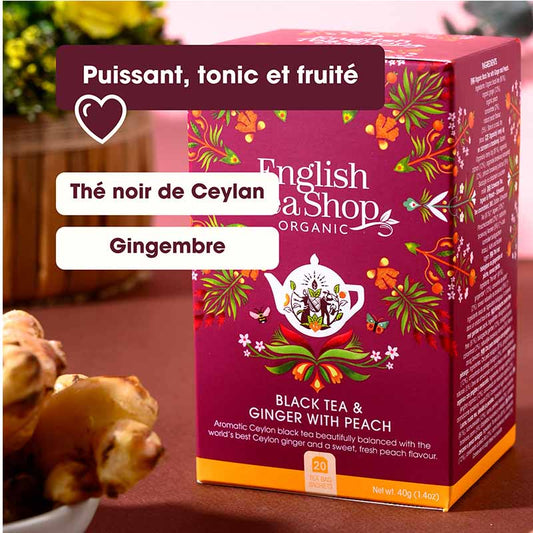 Thé Noir Gingembre & Pêche Bio 20 sachets