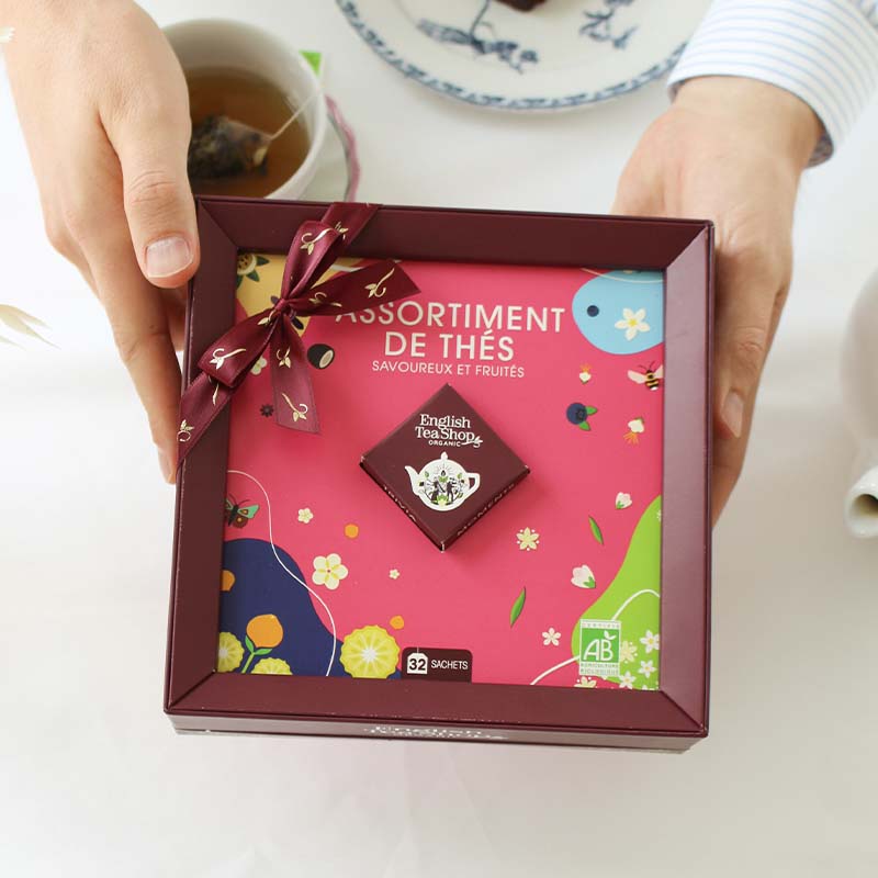 Coffret cadeau thé bio - Assortiment de 32 sachets