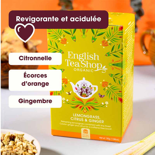 Infusion Citronnelle, Agrumes, Gingembre Bio 20 sachets