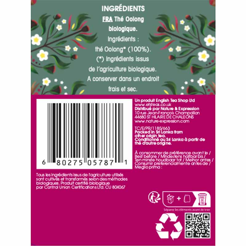 Thé Oolong Bio 20 sachets
