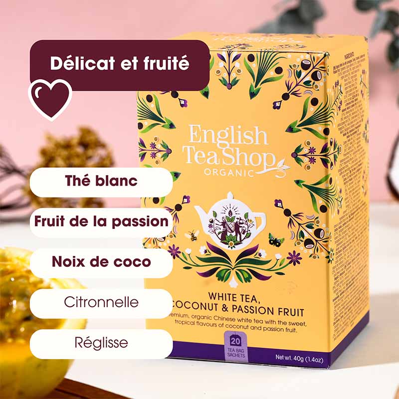 Thé Blanc Coco & Fruit de la Passion Bio 20 sachets