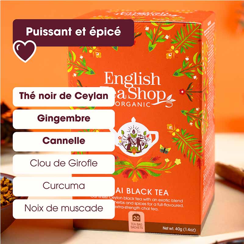 Thé Noir Chaï Bio 20 sachets