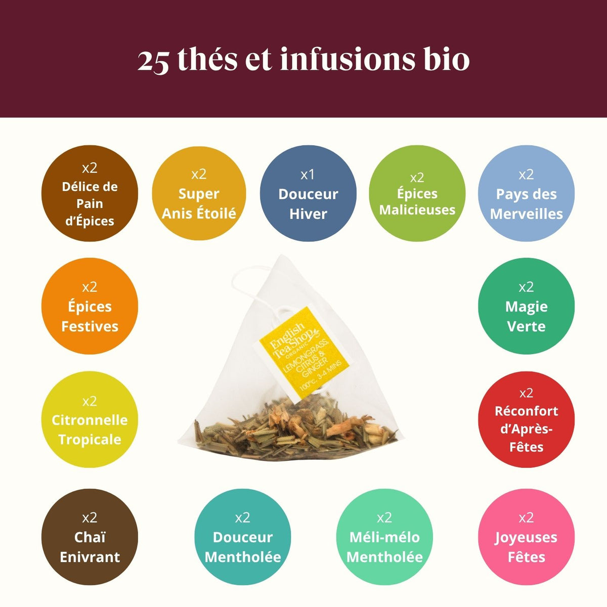Calendrier de l’Avent thé bio Livre bleu 25 sachets 