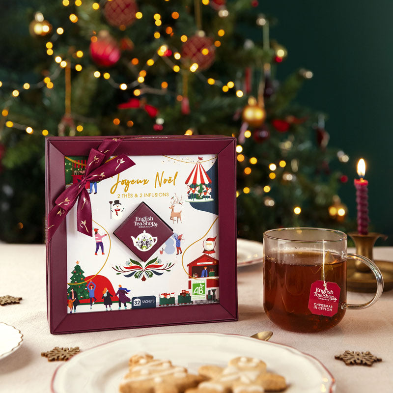 Coffret cadeau thés et infusions bio de Noël de 32 sachets - Joyeux Noël