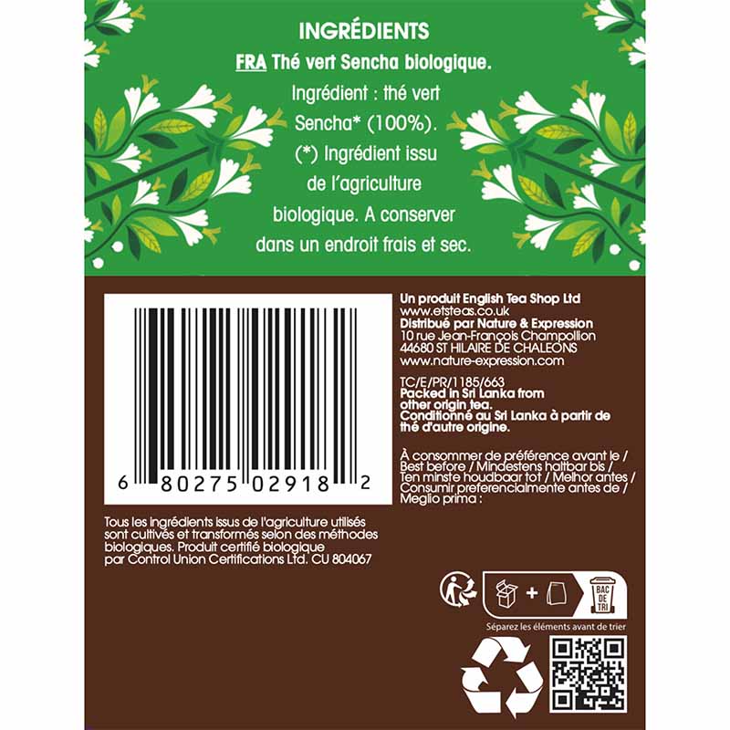 Thé Vert Sencha Bio 20 sachets