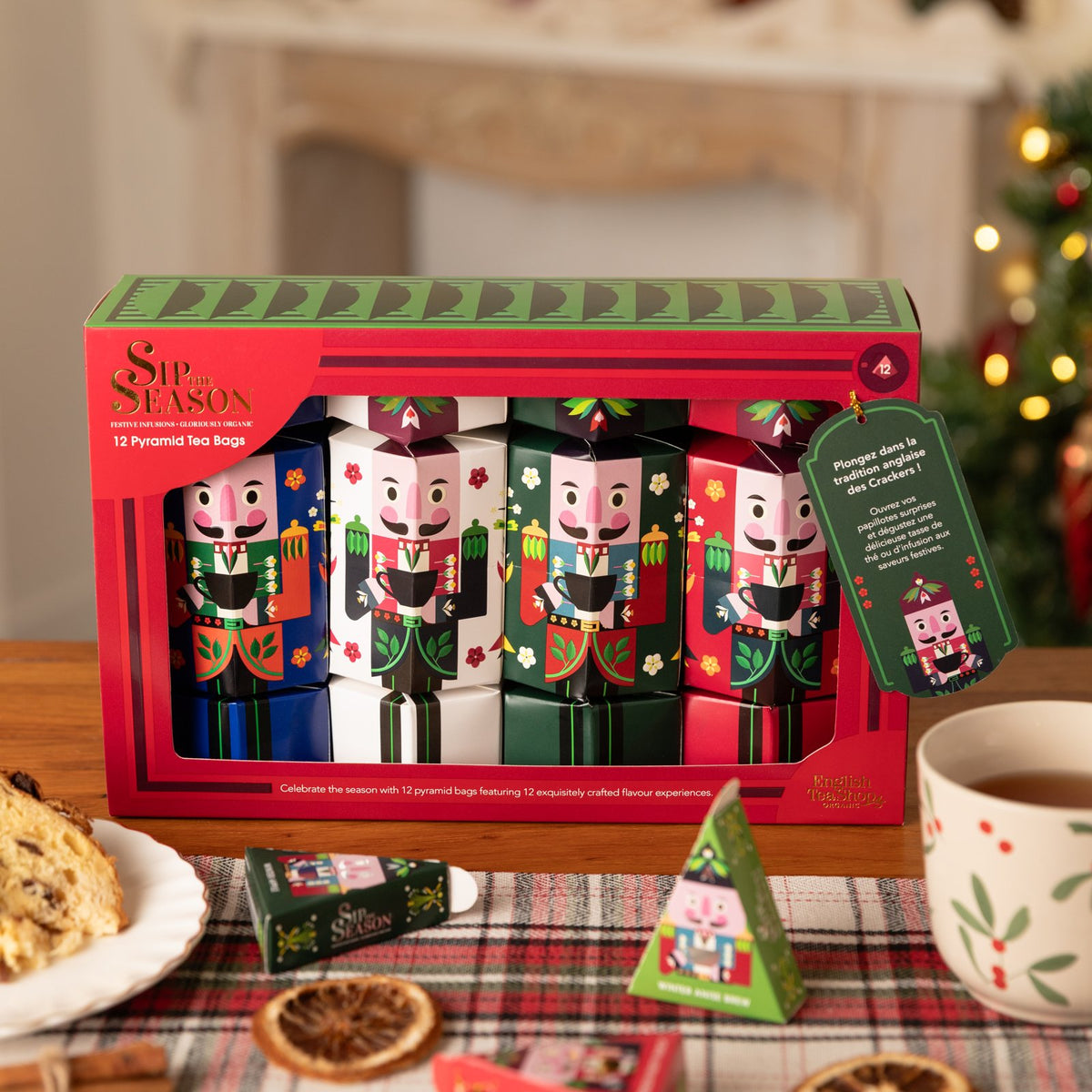 Coffret 4 Crackers Casse-Noisette – 12 sachets pyramides bio – Sip The Season