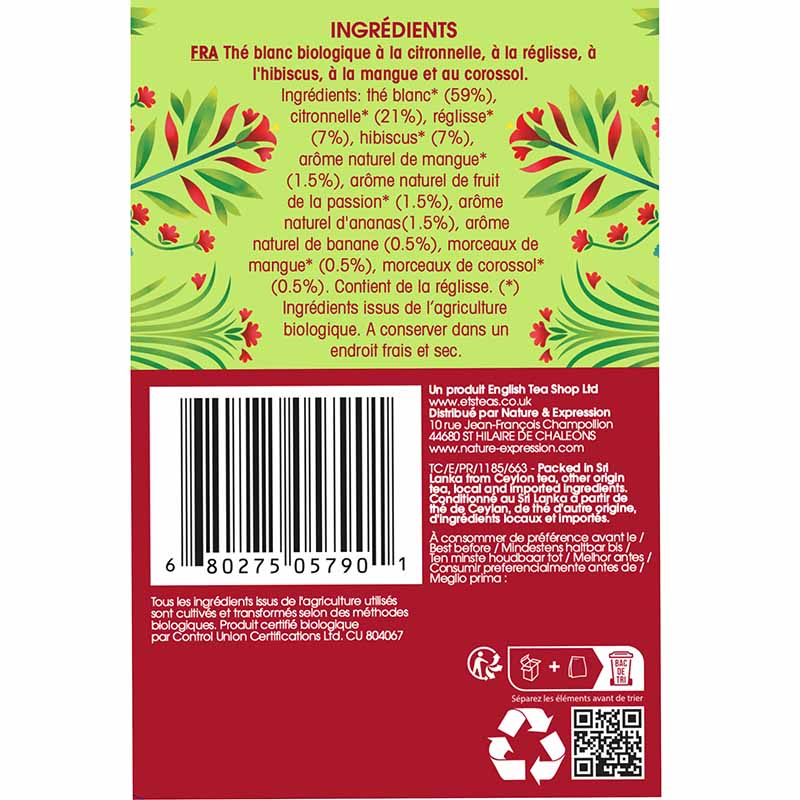 Thé Blanc Fruits Tropicaux Bio 20 sachets