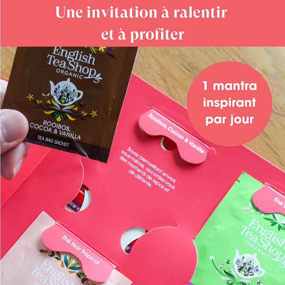 Livre du bonheur à infuser, coffret cadeau de thés et infusions bio 24 sachets