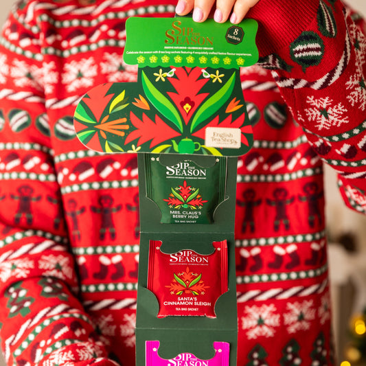 Chaussette de Noël verte – 8 sachets, 4 mélanges bio – Sip The Season