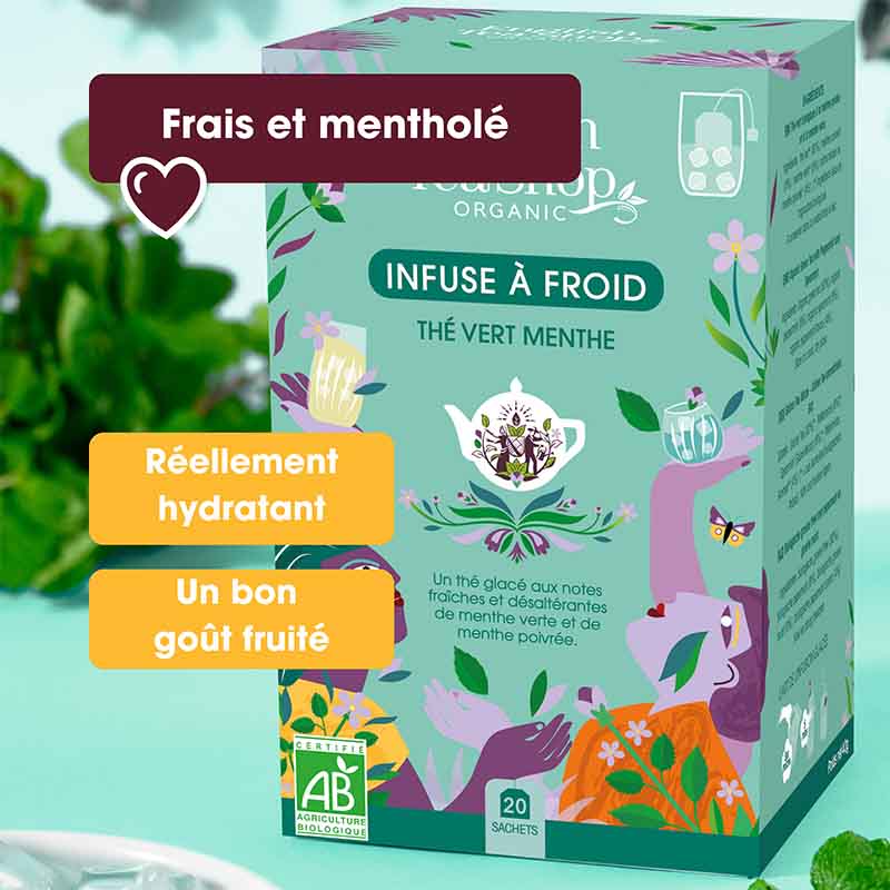 Thé Glacé infusion à froid Thé Vert Menthe Bio 20 sachets