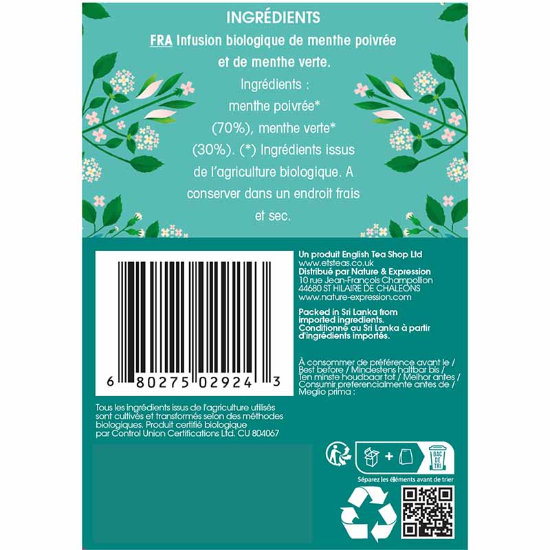 Infusion Menthe Intense Bio 20 sachets