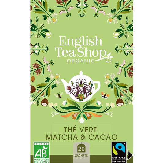 Thé Vert, Matcha & Cacao Bio 20 sachets