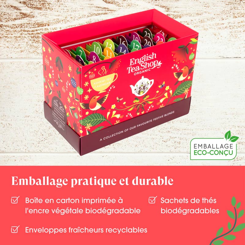 Calendrier de l’Avent à Cartes Rouge Bio 25 sachets ETS 