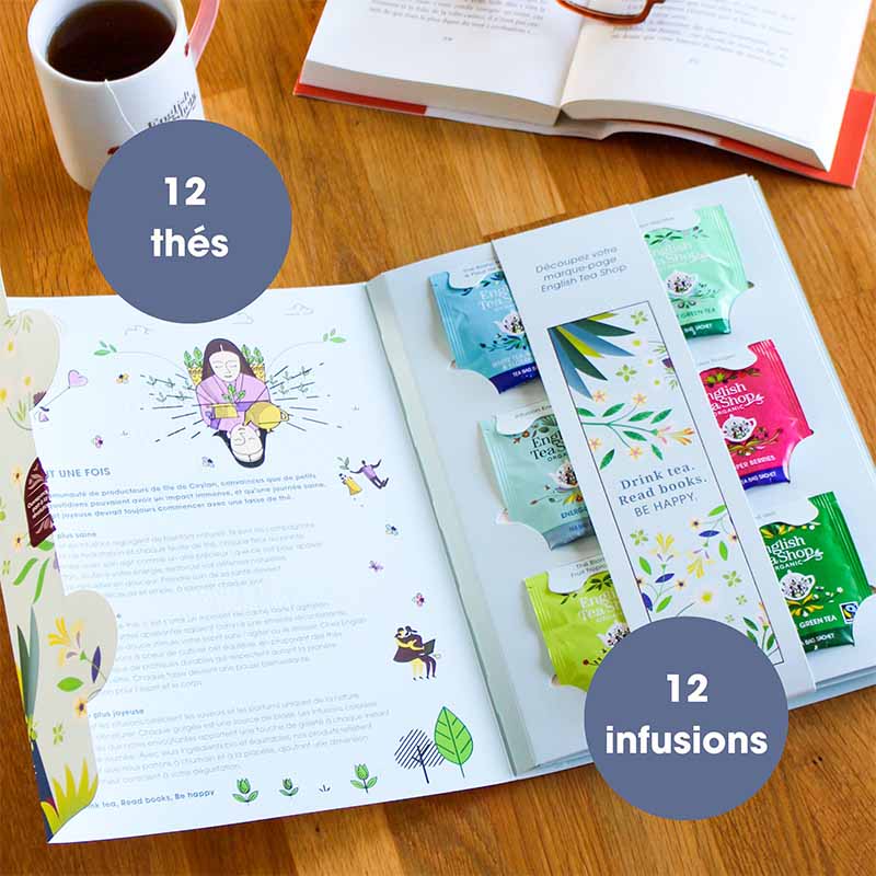 Livre du bien-être à infuser, coffret cadeau de thés et infusions bio 24 sachets