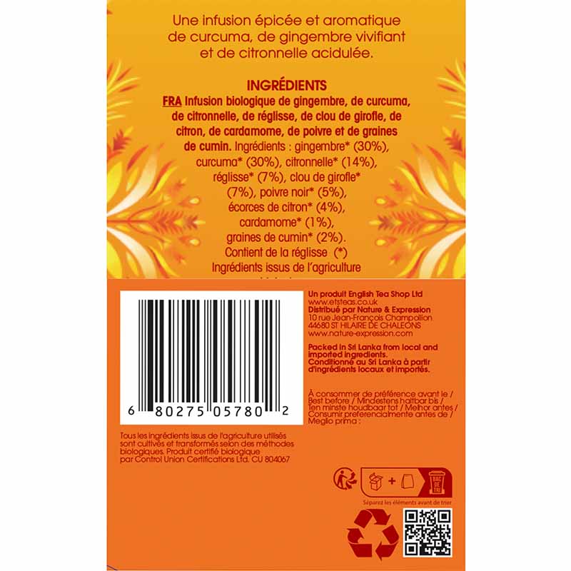 Curcuma, Gingembre & Citronnelle Bio 20 sachets