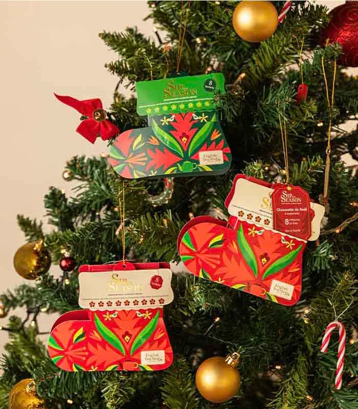 Chaussette de Noël verte – 8 sachets, 4 mélanges bio – Sip The Season