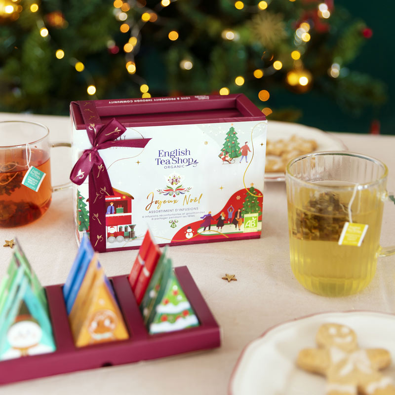 Coffret cadeau infusions bio de Noël - Joyeux Noël - 12 sachets pyramides