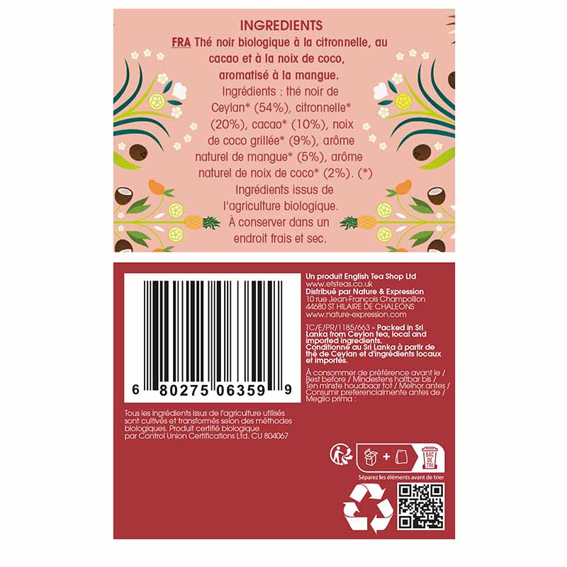 Thé Noir Tropical Bio 20 sachets