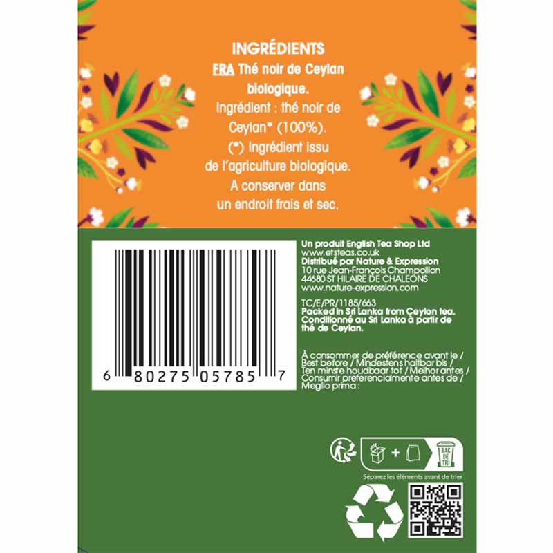 Thé Noir de Ceylan Bio 20 sachets