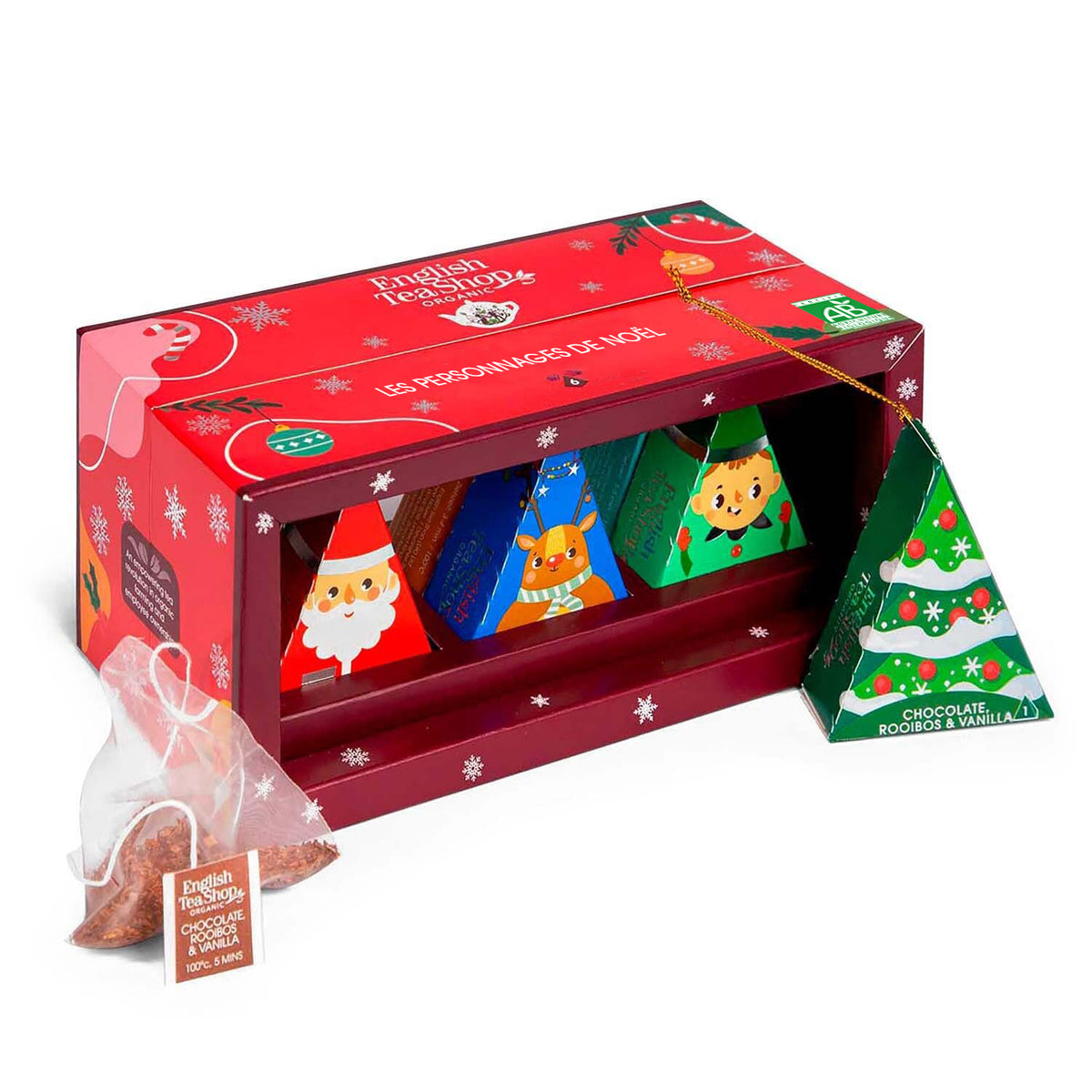Coffret cadeau thé Personnages de Noël pour décorer son sapin - 6 sachets