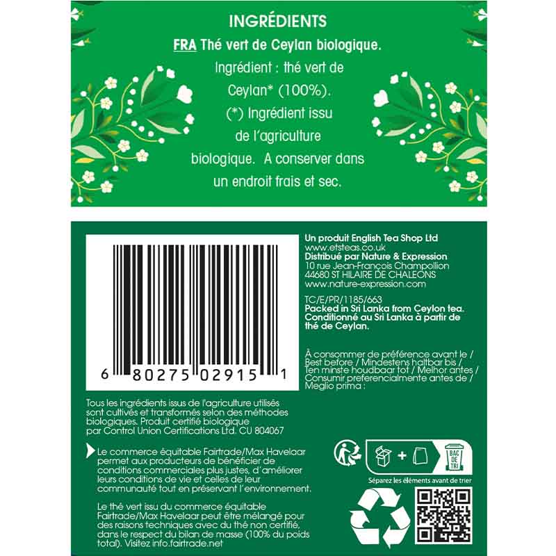 Thé Vert Bio 20 sachets