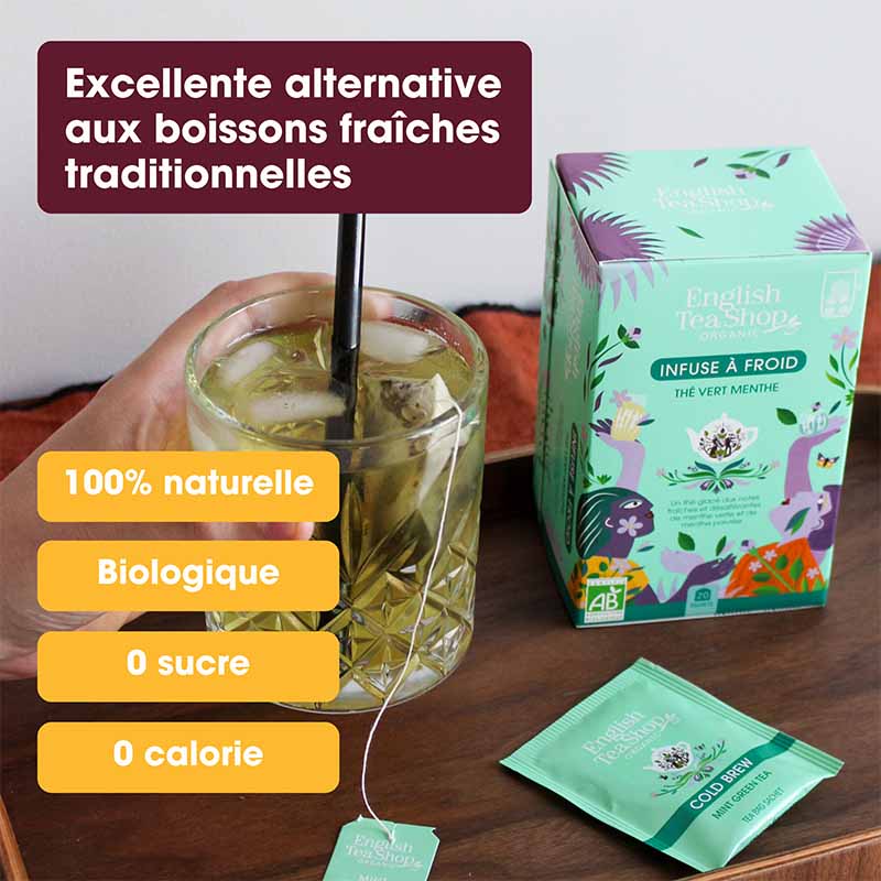 Thé Glacé infusion à froid Thé Vert Menthe Bio 20 sachets