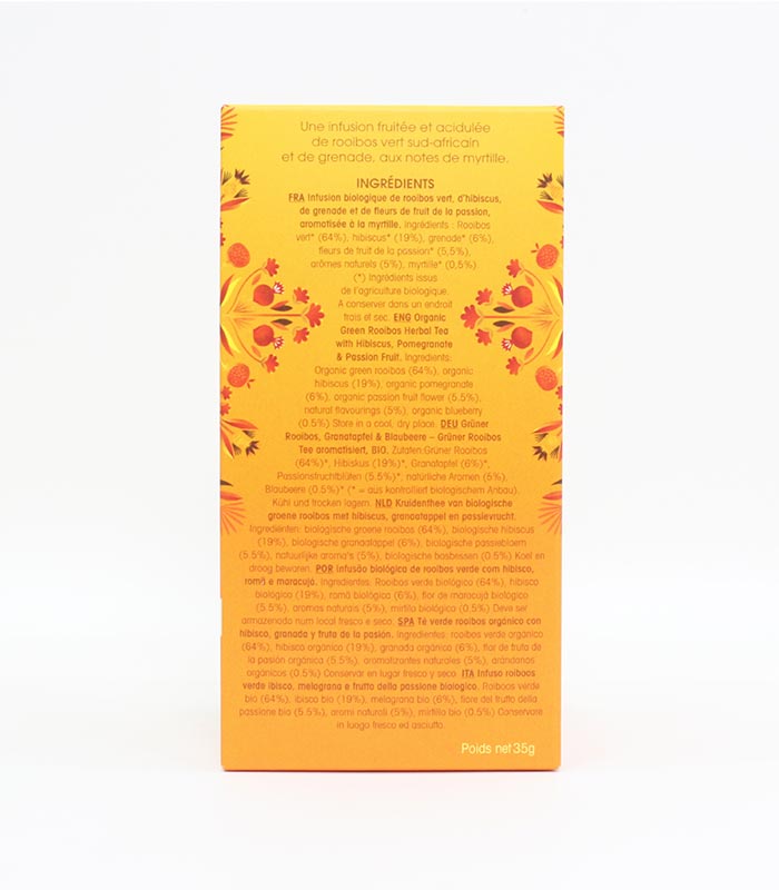 Rooibos Vert, Grenade & Myrtille Bio 20 sachets