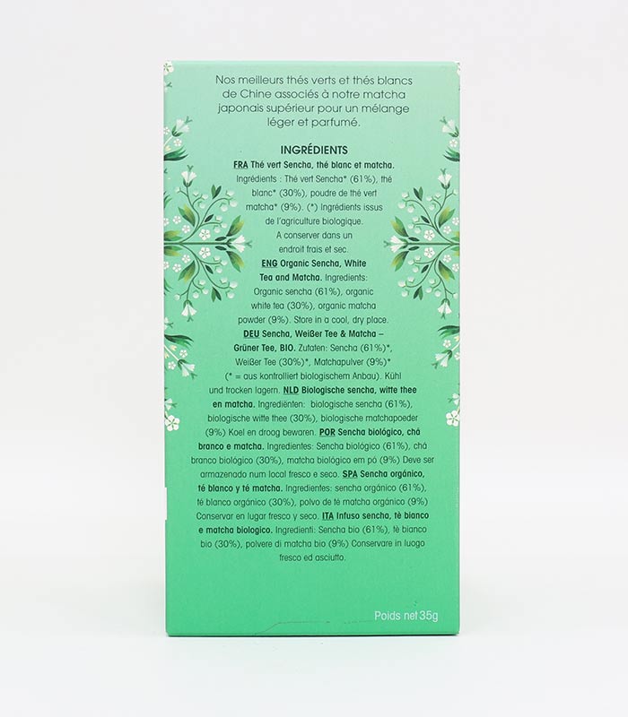 Thé Vert Sencha, Thé blanc & Matcha Bio 20 sachets