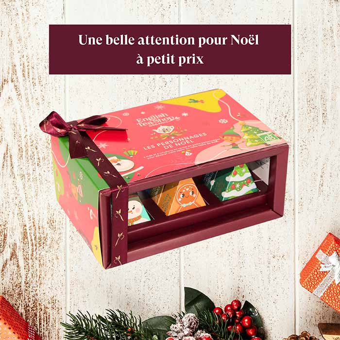 Coffret cadeau thé de Noël - Personnages de Noël à suspendre au sapin - 12 sachets