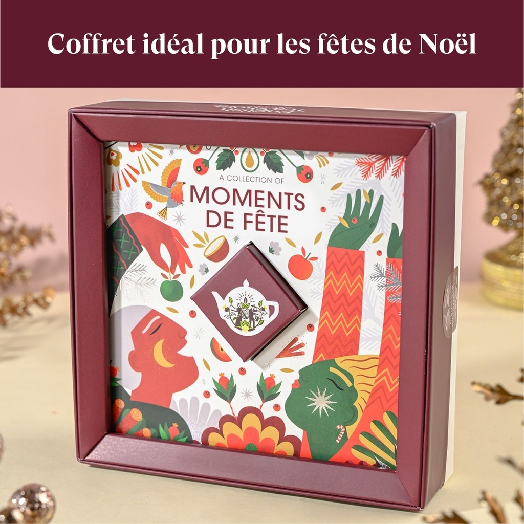 Coffret cadeau de thés et infusions de Noël bio Moments de fête 32 sachets issu du commerce équitable