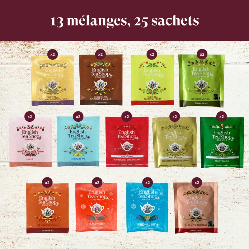 Calendrier de l’Avent thés et infusions bio à Cartes Rouge 25 sachets
