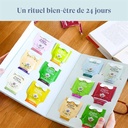 Livre du bien-être à infuser, coffret cadeau de thés et infusions bio 24 sachets