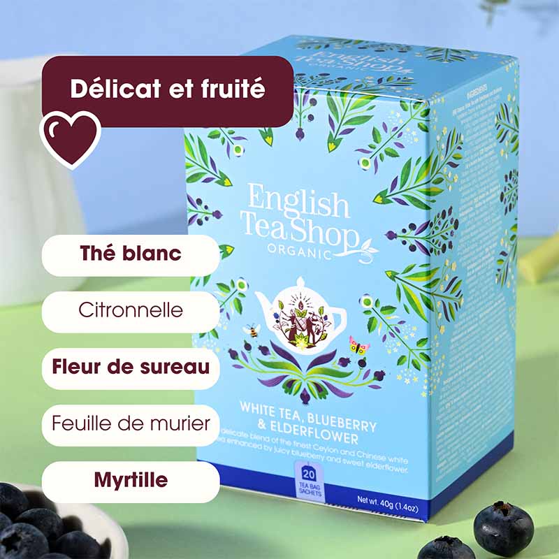 Thé Blanc Myrtille & Fleur de Sureau Bio English Tea Shop