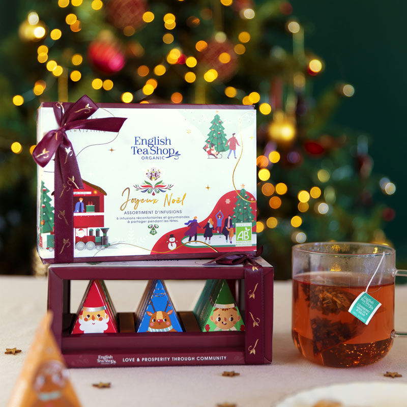 Coffret cadeau infusions bio de Noël - Joyeux Noël - 12 sachets pyramides 