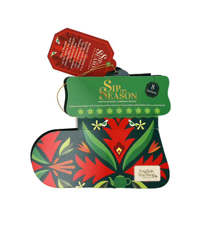 Chaussette de Noël verte - 8 sachets - 4 mélanges bio STS 
