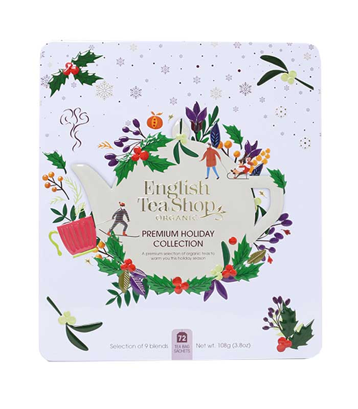 Coffret cadeau de thés et infusions de Noël Holiday Mauve Bio 72 sachets