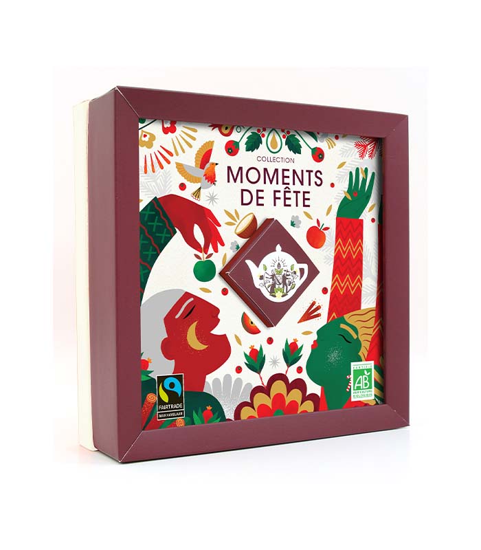 Coffret cadeau de thés et infusions de Noël bio Moments de fête 32 sachets issu du commerce équitable