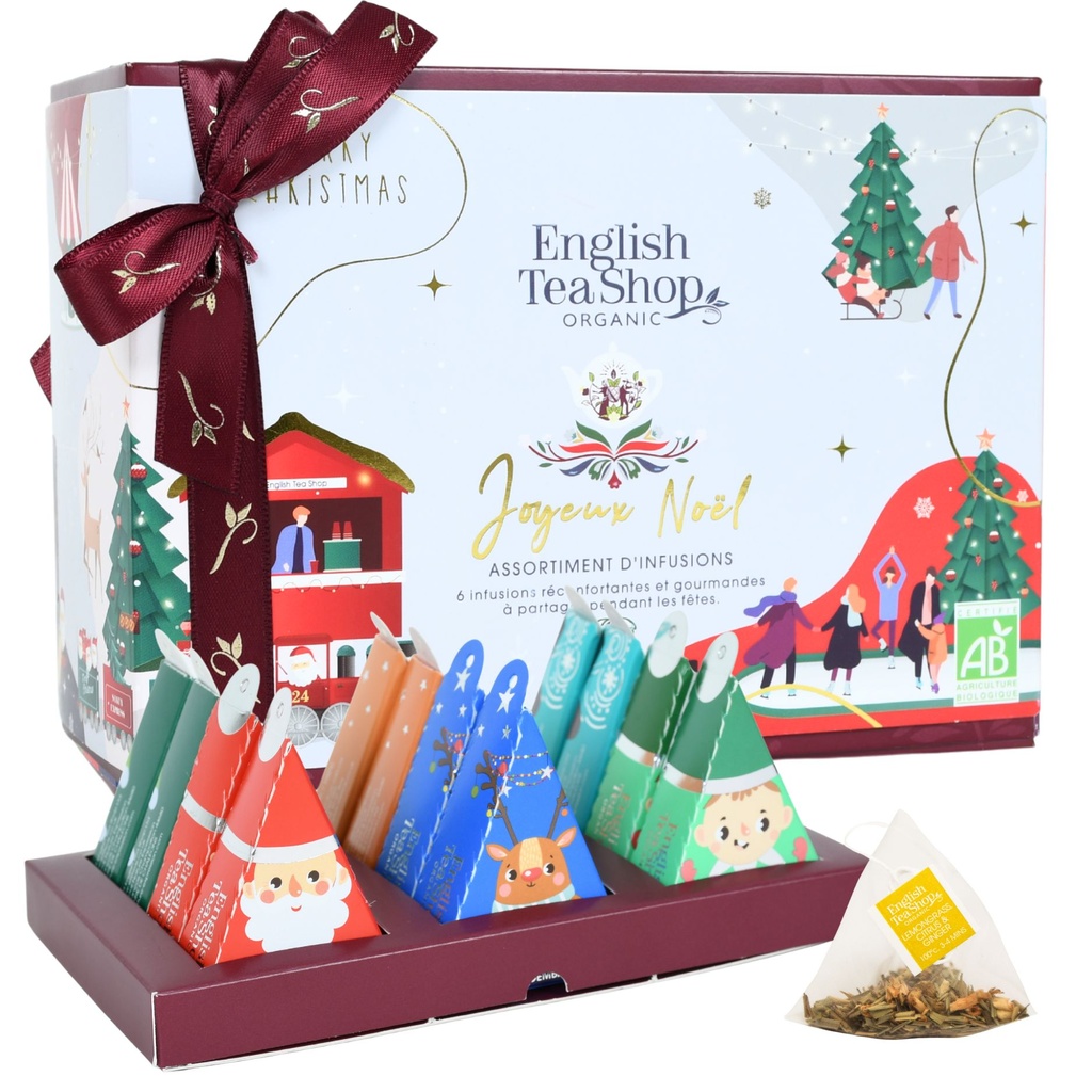 Coffret cadeau infusions bio de Noël - Joyeux Noël - 12 sachets pyramides 