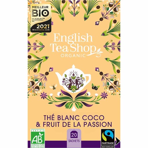 [U52975] Thé Blanc Coco & Fruit de la Passion Bio 20 sachets