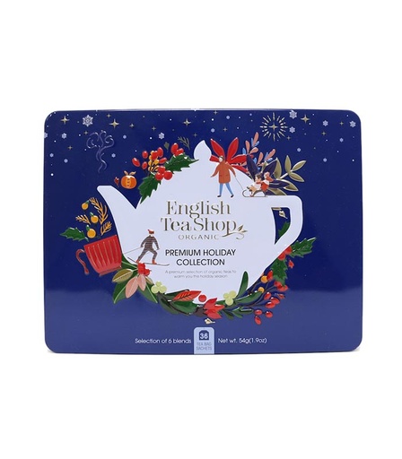 [U58304] Coffret cadeau de thés et infusions de Noël Holiday Bleu Bio 36 sachets