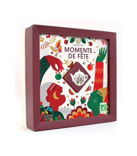 [U65401] Coffret cadeau de thés et infusions de Noël bio Moments de fête 32 sachets issu du commerce équitable