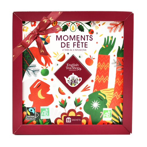 [U65401] Coffret cadeau de thés et infusions de Noël bio Moments de fête 32 sachets issu du commerce équitable