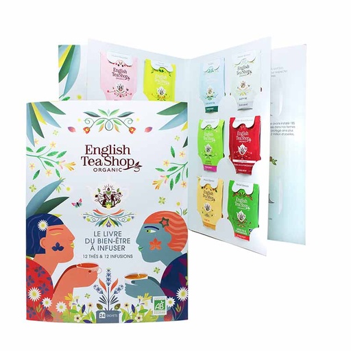 [U68242] Livre du bien-être à infuser, coffret cadeau de thés et infusions bio 24 sachets