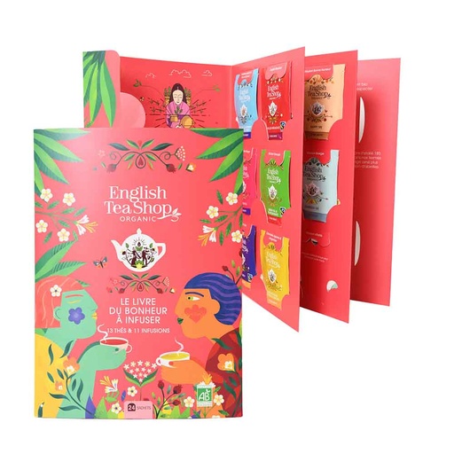 [U69102] Livre du bonheur à infuser, coffret cadeau de thés et infusions bio 24 sachets