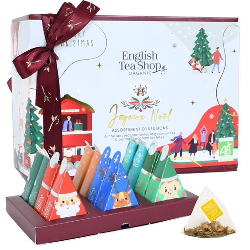 [U69157] Coffret cadeau infusions bio de Noël - Joyeux Noël - 12 sachets pyramides 