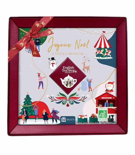[U69164] Coffret cadeau thés et infusions bio de Noël de 32 sachets - Joyeux Noël